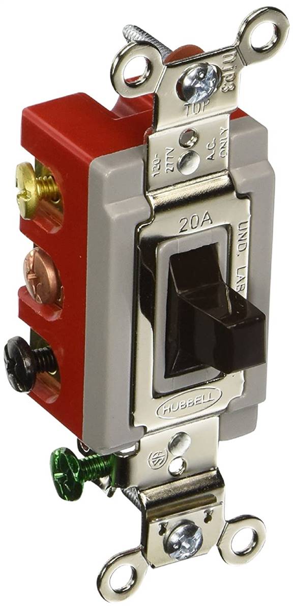 Hubbell HBL1386 Toggle Switch – Double Pole Double Throw Center Off, 20A 120/277V, Extra Heavy Duty Industrial, Brown